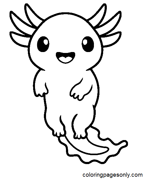 Lindo dibujo animado de Axolotl de Axolotl