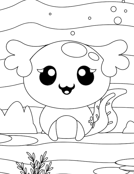 Cute Baby Axolotl Coloring Pages
