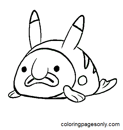 Cute Blobfish In Pikachu Costume Coloring Page
