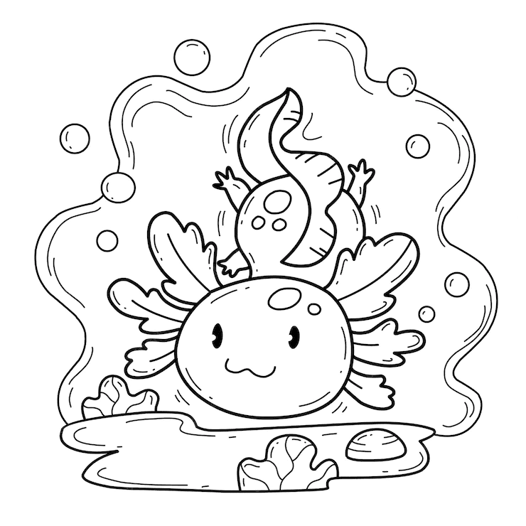 Simpatico cartone animato Axolotl da Axolotl