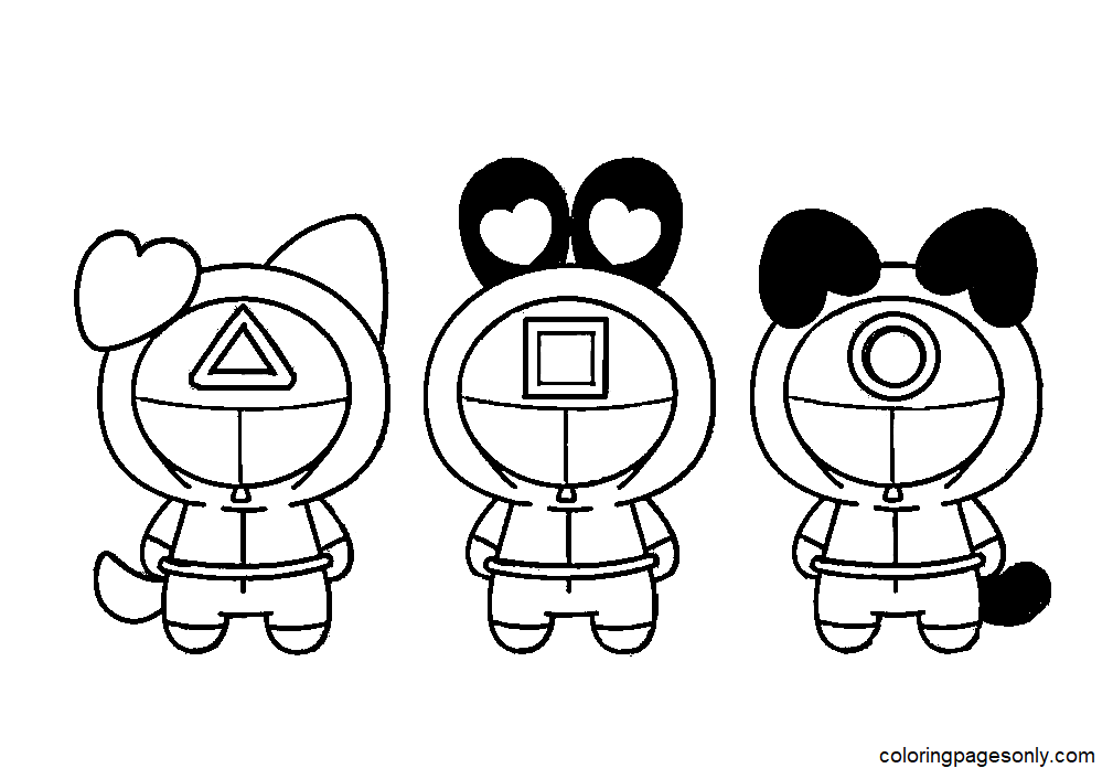 Cute Cartoon Squid Game Coloring Pages