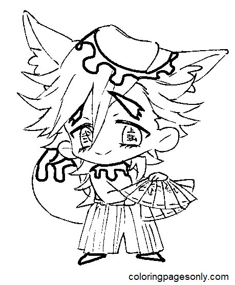 Cute Chibi Doma Demon Coloring Page
