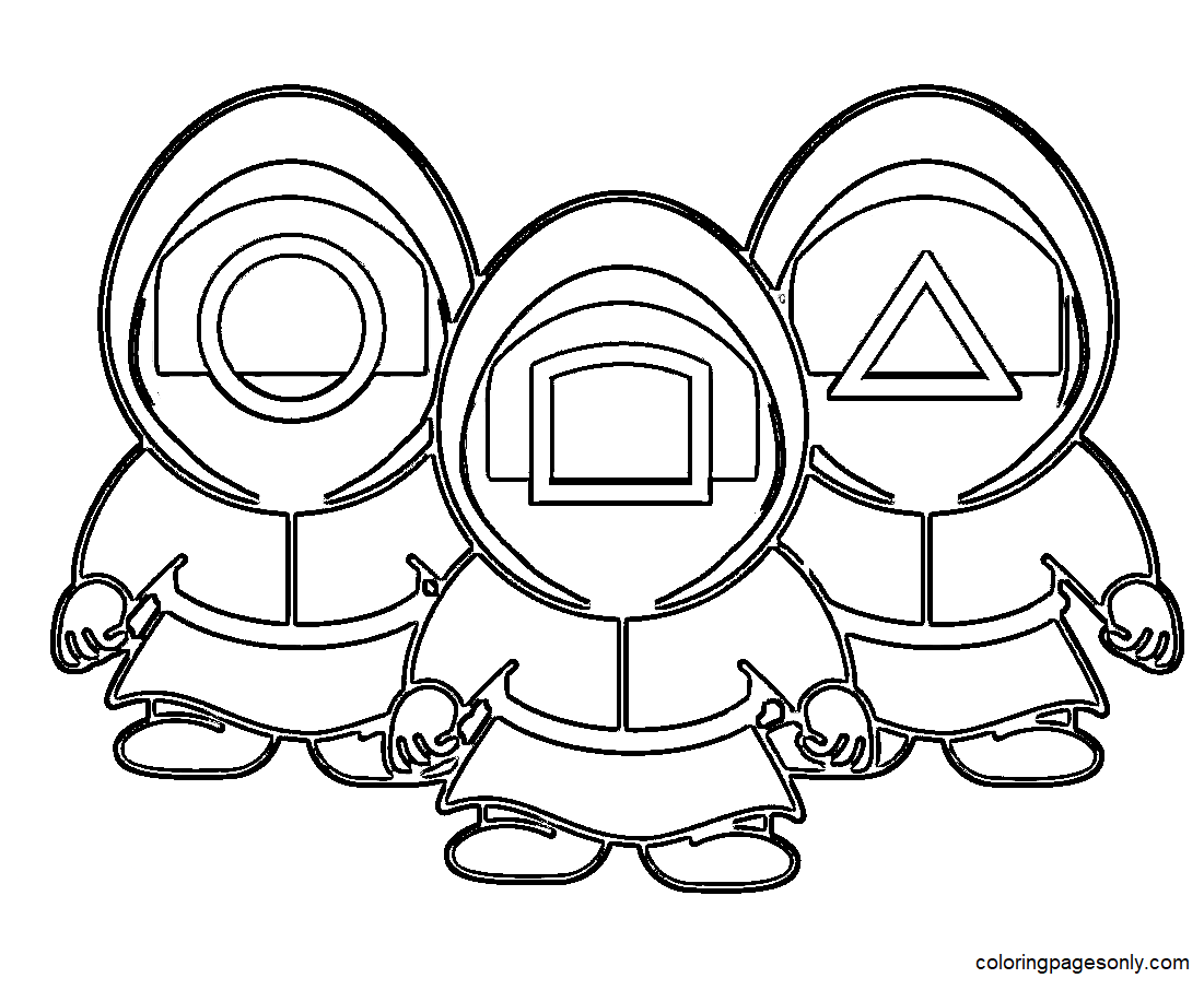 Cute Chibi Squid Game Coloring Page