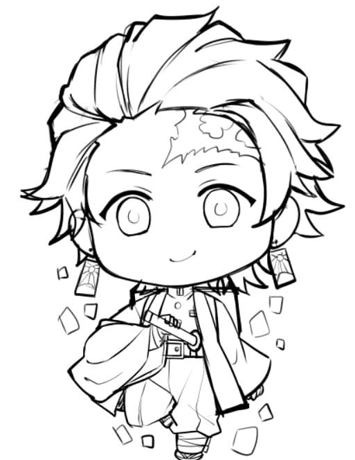 Cute Chibi Tanjiro Coloring Pages