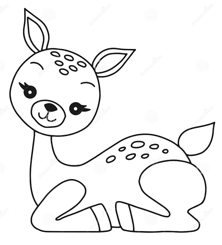 Cute Fawn for Children Coloring Page
