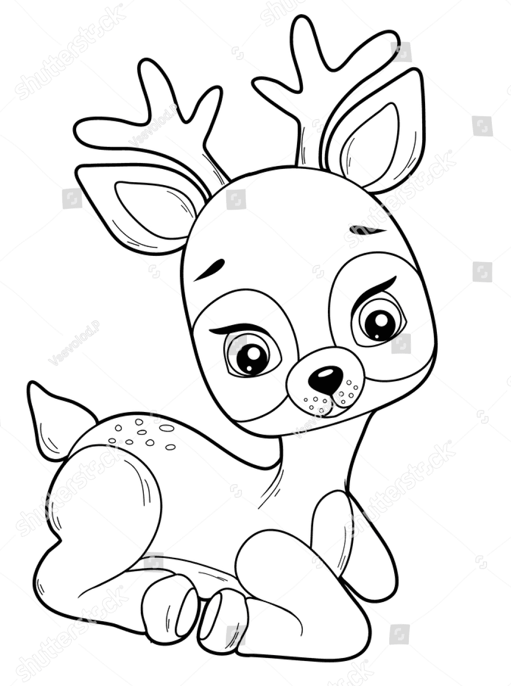 Cute Fawn for Preschool Children Coloring Page