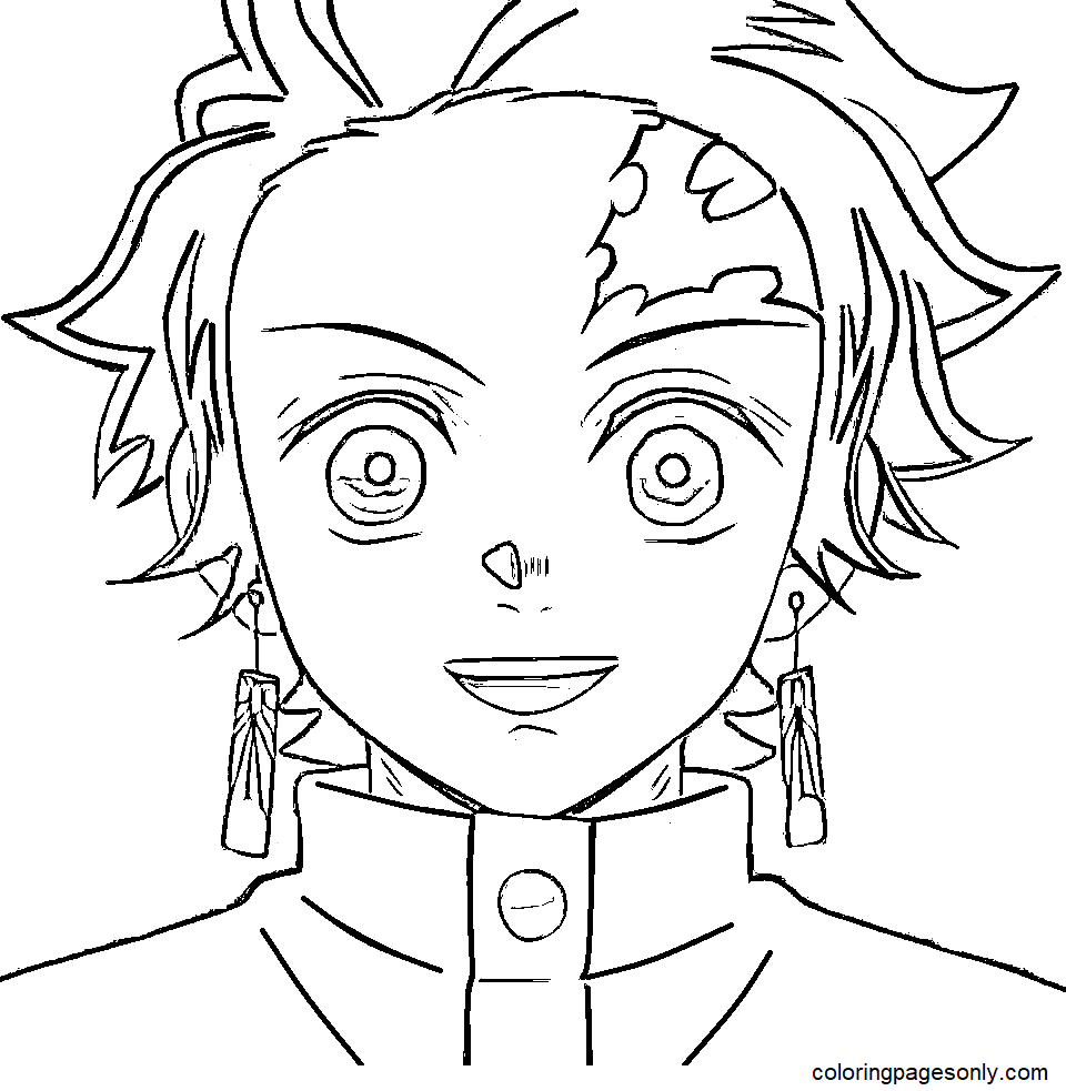 Tanjiro Thinking Coloring Pages - Desenhos para colorir gratuitos para  impressão