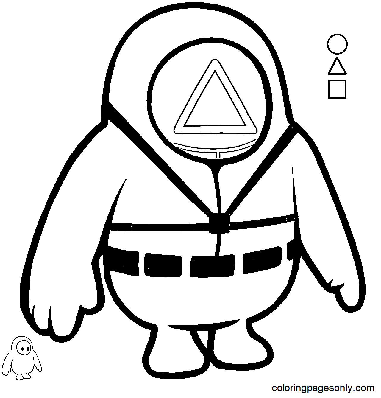 Cute Squid Game Triangle Guard Coloring Page