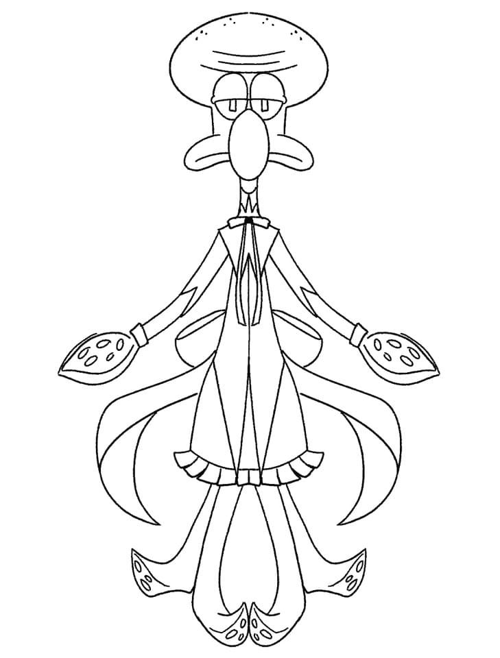 Cute Squidward Coloring Pages