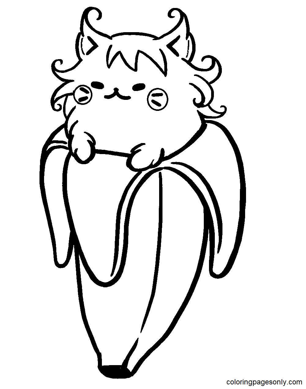 Desenho para colorir de bananya vampiro fofo