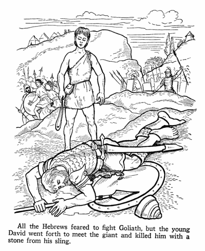 David and Goliath Bible Story Coloring Page