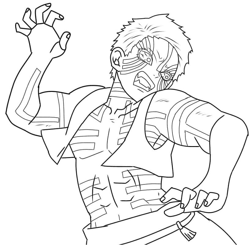 Demon Akaza Coloring Pages