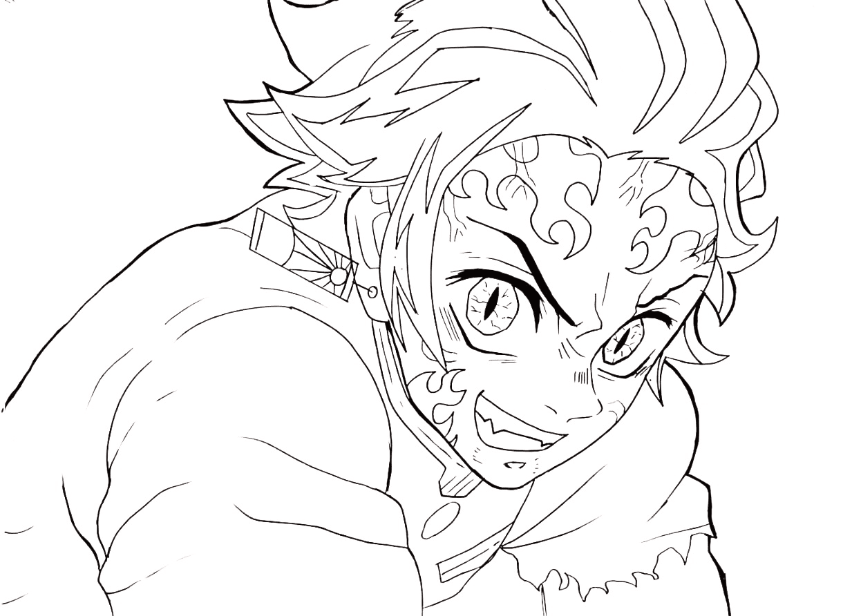 Demon Tanjiro Coloring Pages