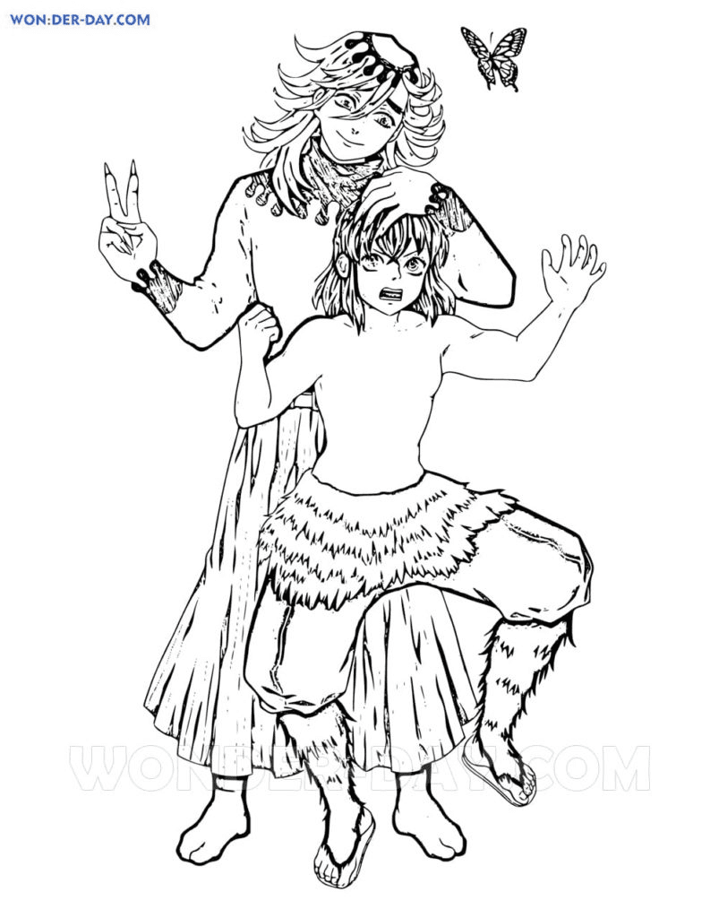 Doma and Inosuke Coloring Page