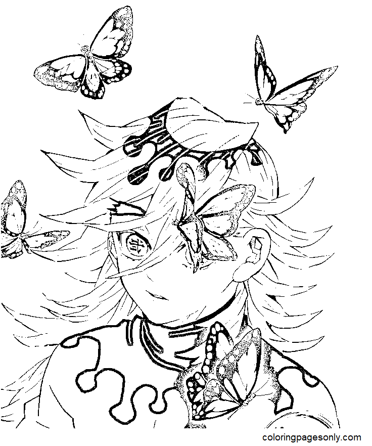 Doma with Butterflies Coloring Page