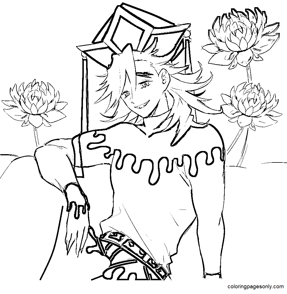Doma with Lotus Coloring Page