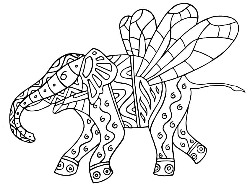 Fantastic Elephant Alebrijes Coloring Page