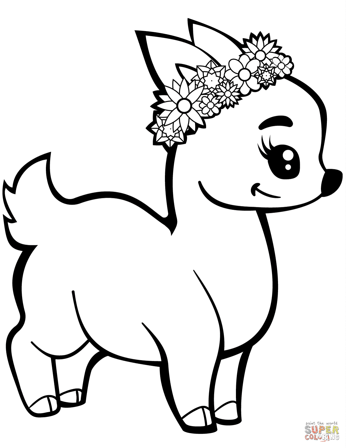 Fawn with a Wreath Coloring Page