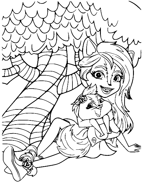 Felicity Fox and Flick Under Tree Coloring Page