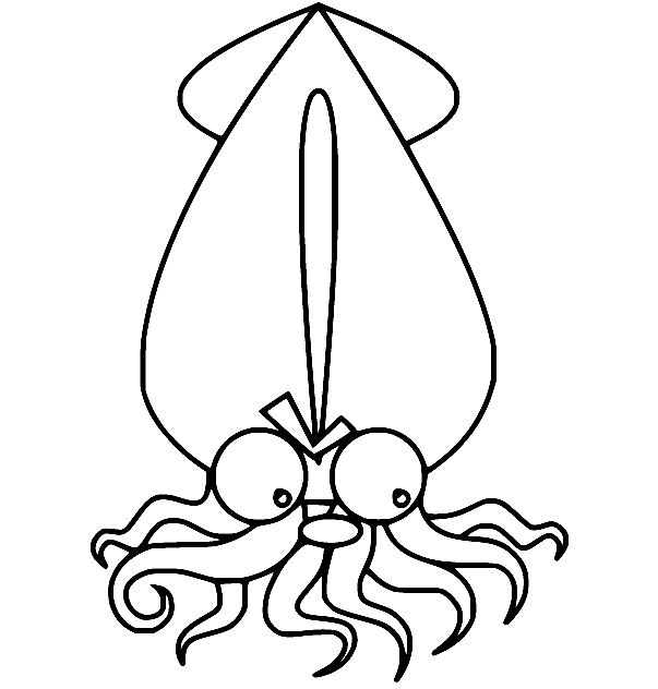 Funny Squid Coloring Page