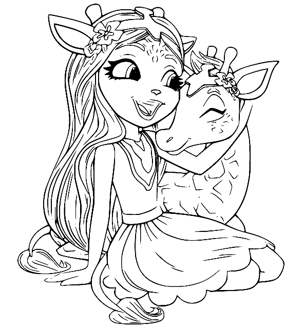 Gillian Giraffe and Pawl Coloring Pages