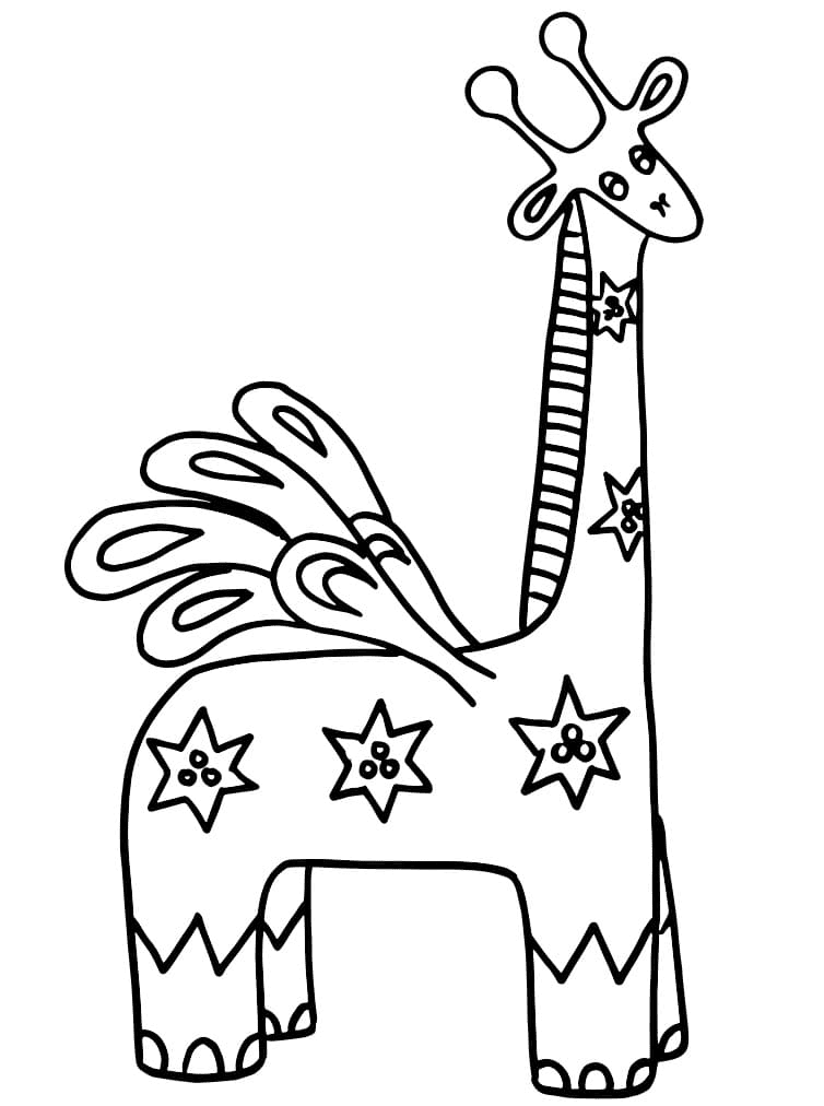 Coloriage girafe avec des ailes Alebrijes