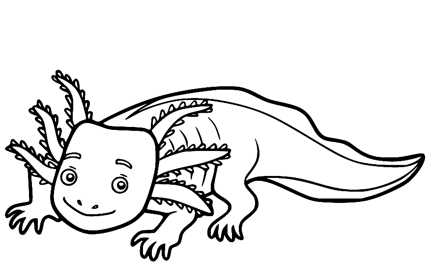 Happy Axolotl Coloring Page