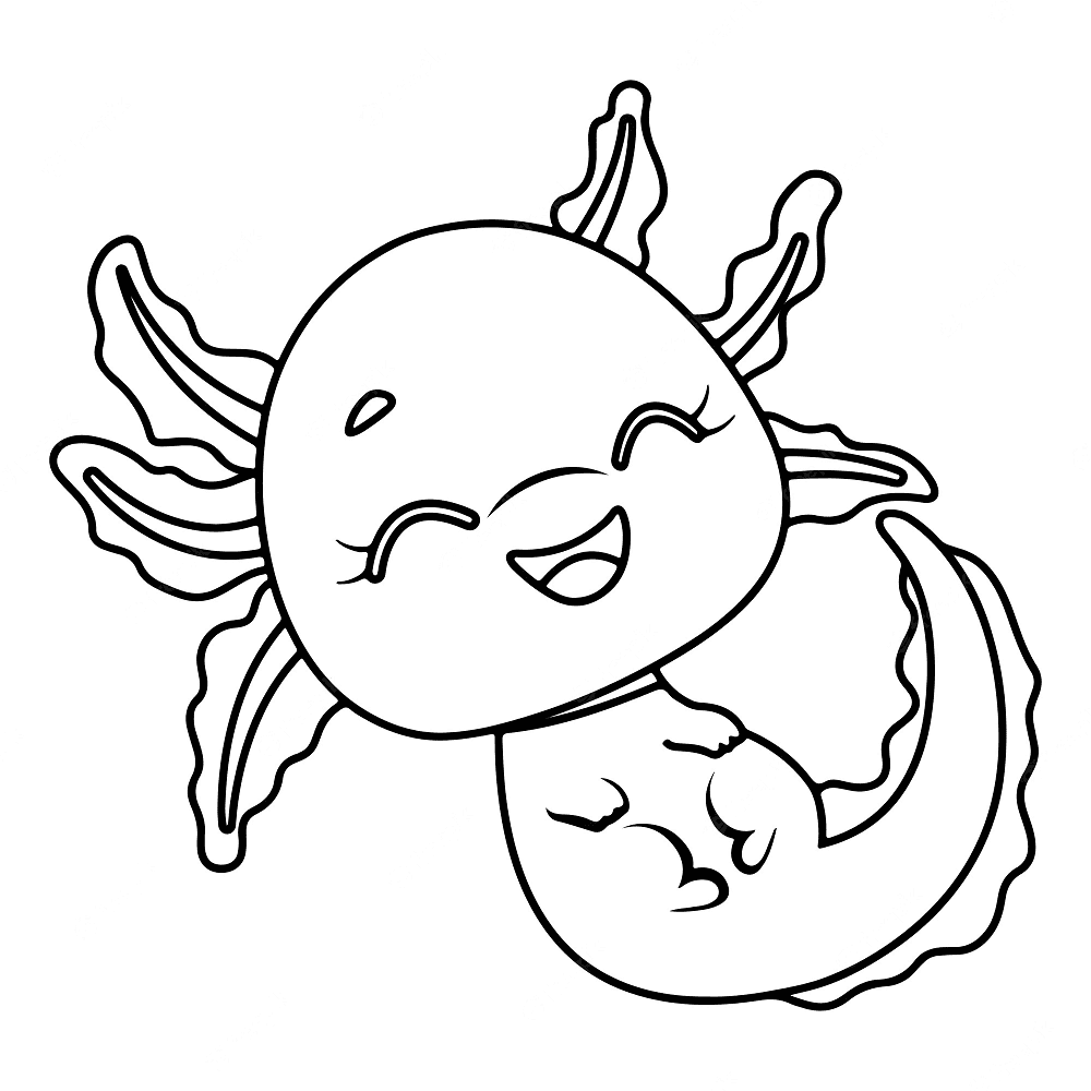 Happy Baby Axolotl Coloring Page
