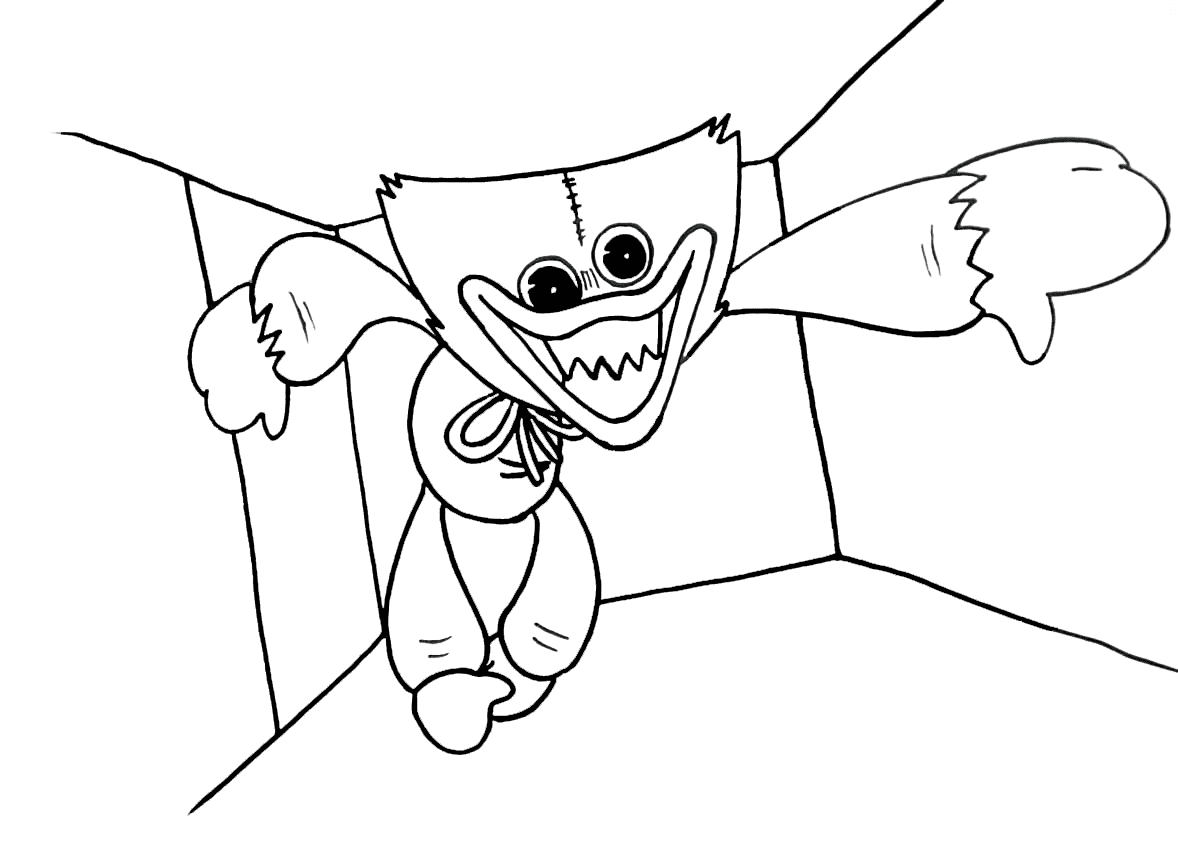 Happy Huggy Wuggy for Children Coloring Page