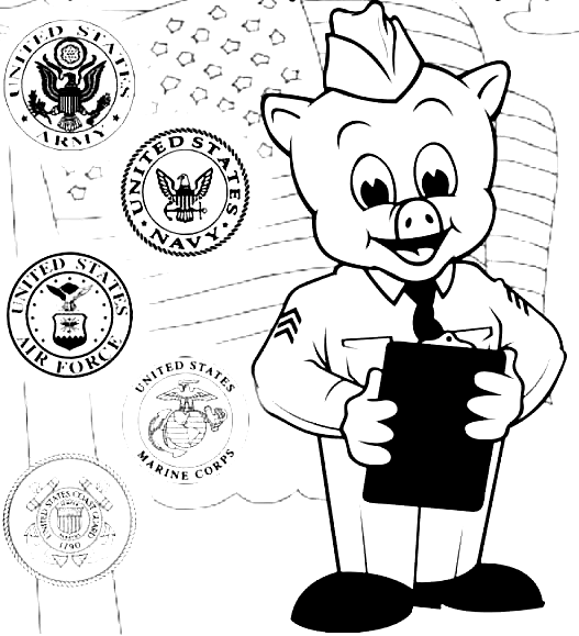 Happy Memorial Day Piggly Wiggly Coloring Page