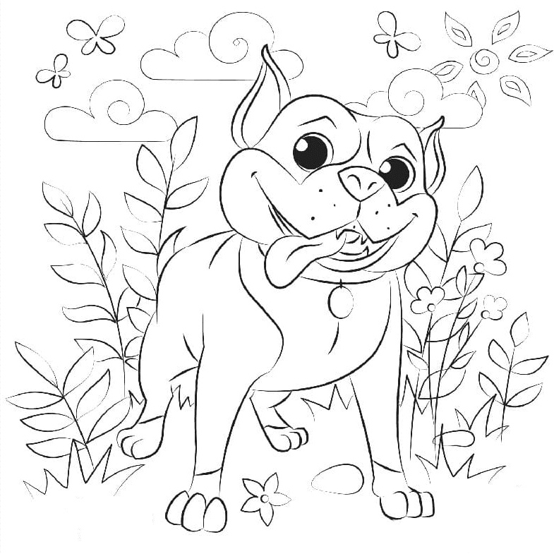 Happy Pitbull Coloring Page