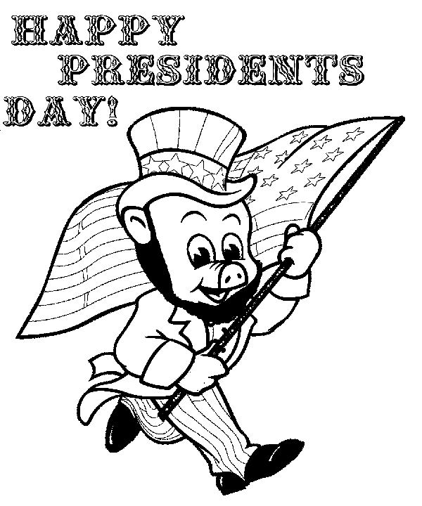 Happy Presidents Day Piggly Wiggly Coloring Page