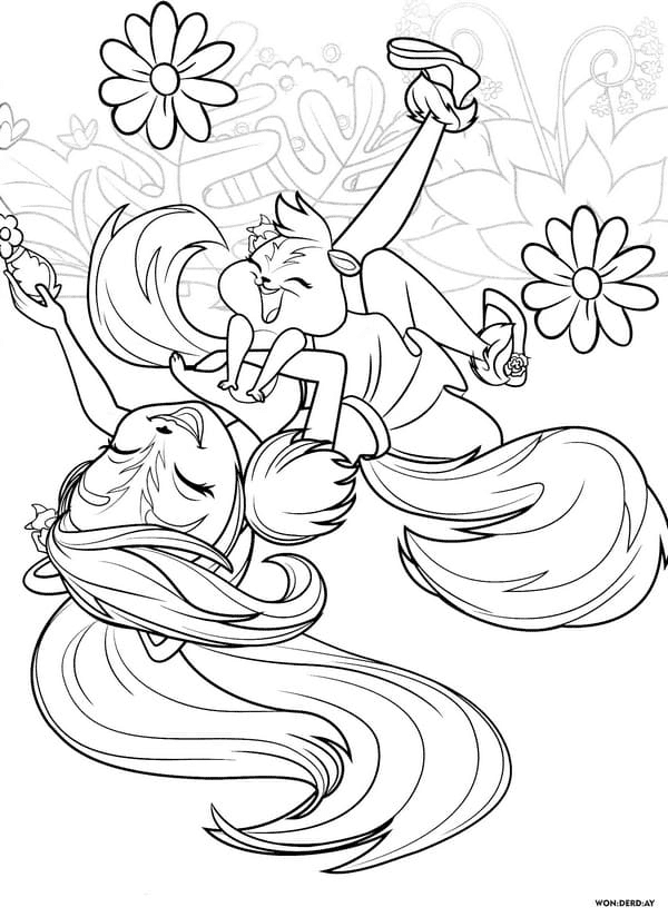 Happy Sage Skunk and Caper Coloring Pages