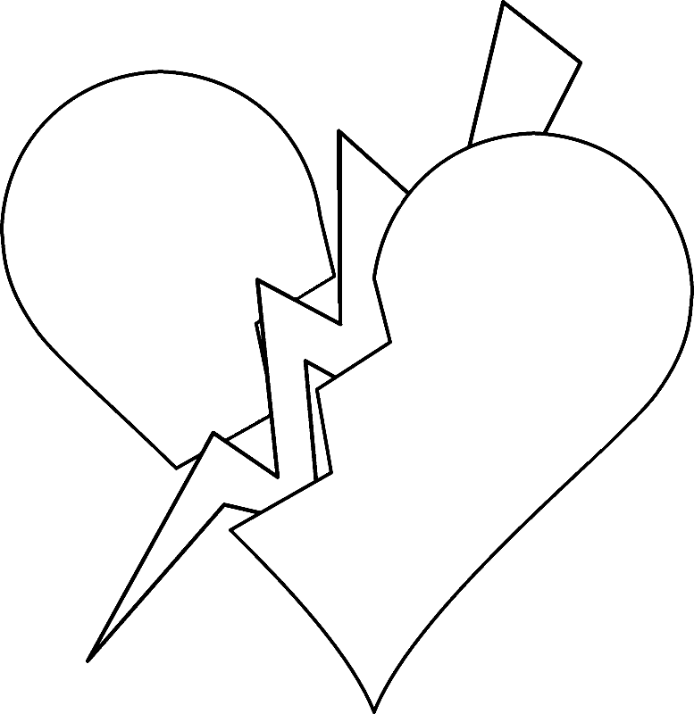 Heart and Lightning Coloring Page