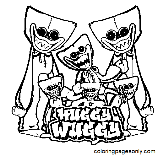 Huggy Wuggy Family Coloring Page
