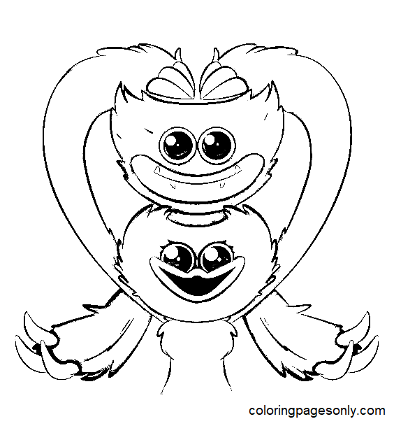 Huggy Wuggy, Kissy Missy Coloring Page