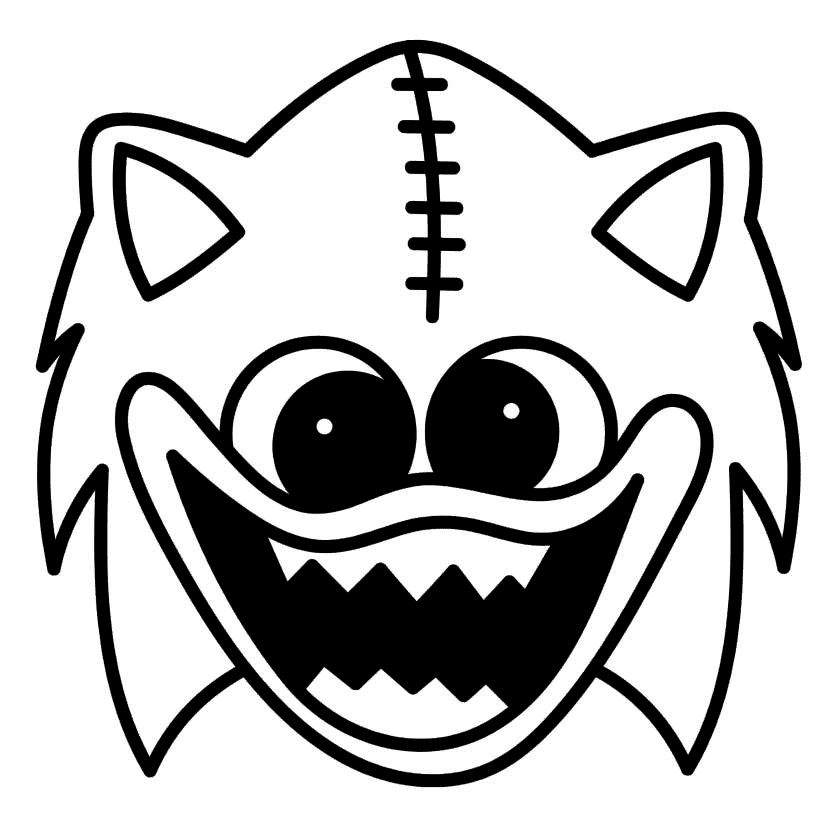 Huggy Wuggy Sonic Face Coloring Page
