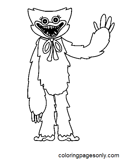 Huggy Wuggy waved Hand Coloring Page