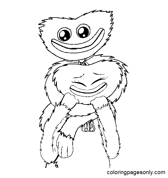 Huggy Wuggy with Kissy Missy Coloring Pages