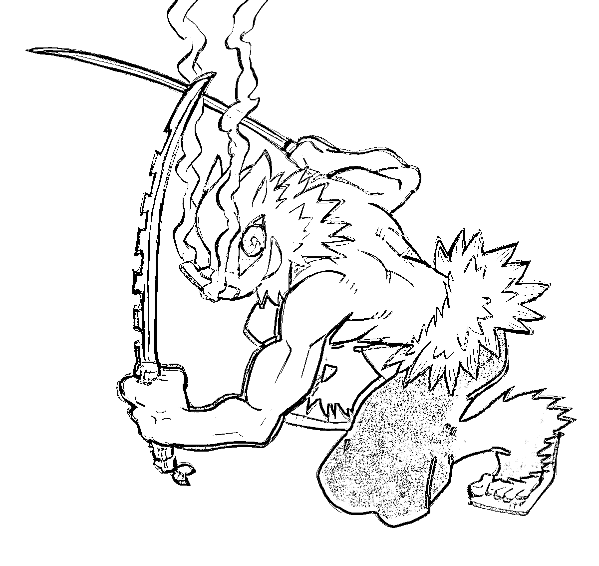 Inosuke Fighting Coloring Pages