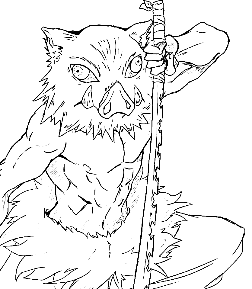 Inosuke from Demon Slayer Coloring Page