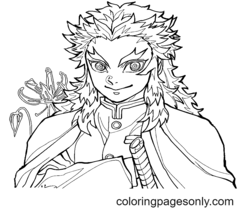 Matador de Demônios Kyojuro Rengoku para colorir