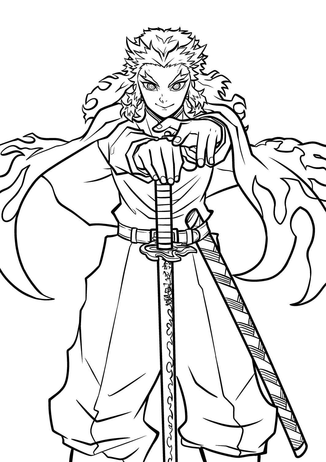 Kyojuro Rengoku Demon Slayer Coloring Page Free Printable Coloring Pages