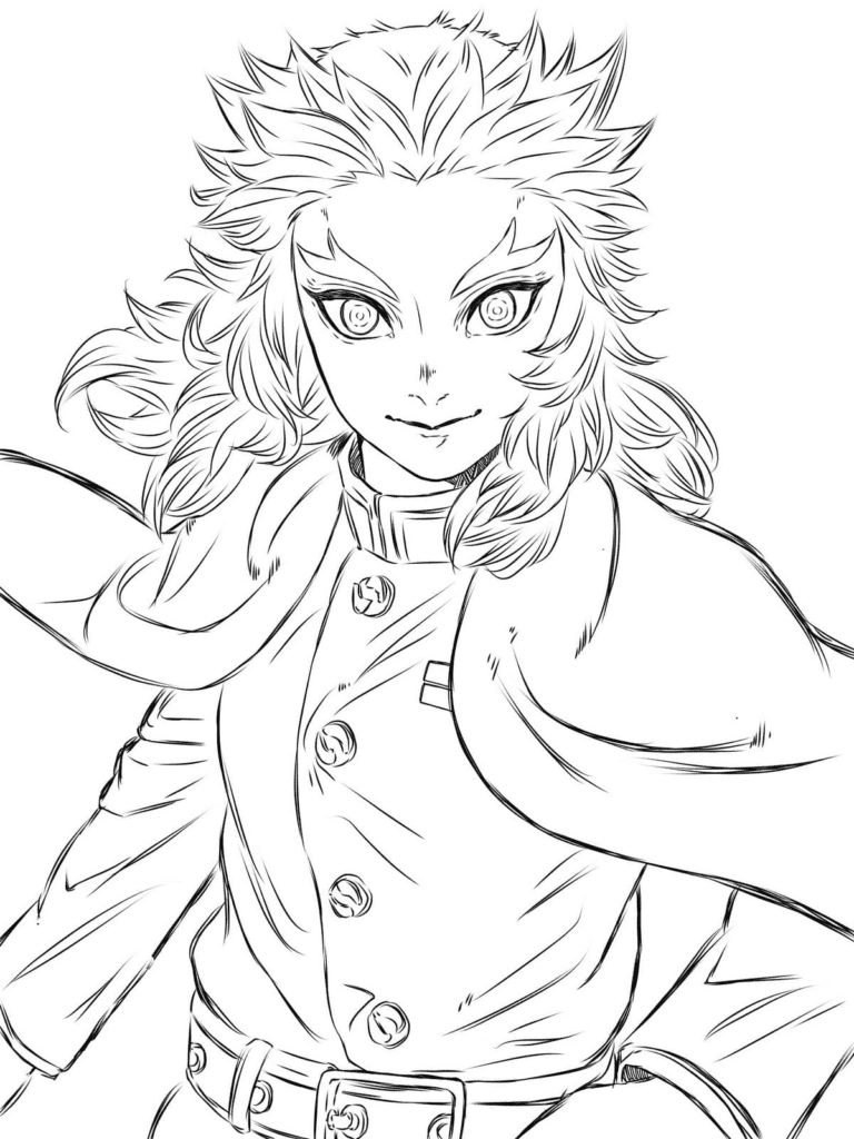 Demon Slayer Kyojuro Rengoku Coloring Page Free Printable Coloring 
