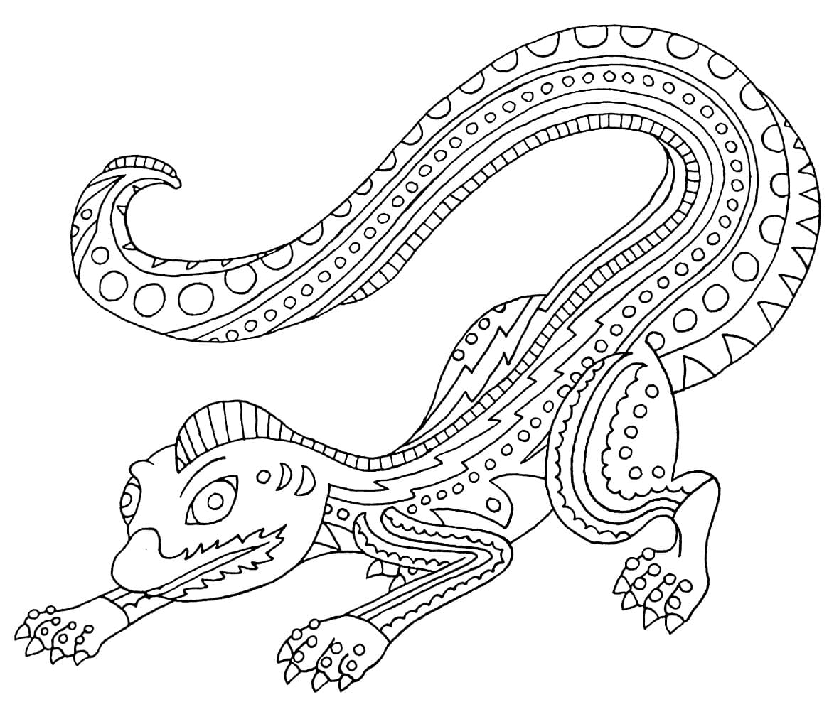 Lizard Alebrijes Coloring Page