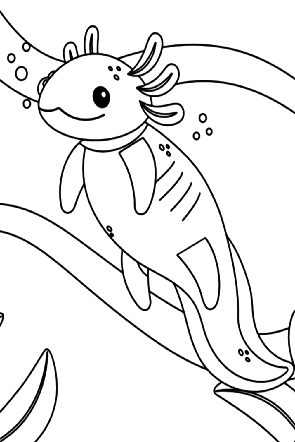 Lovely Axolotl for Kids Coloring Pages