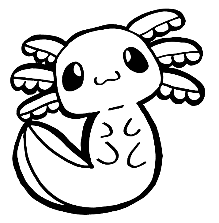 Lovely Baby Axolotl Coloring Page