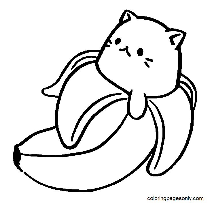 Lovely Bananya Cat Coloring Page