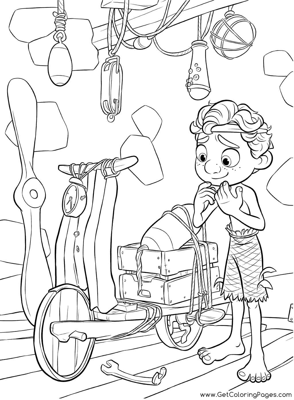 Luca and Vespa Scooter Coloring Pages
