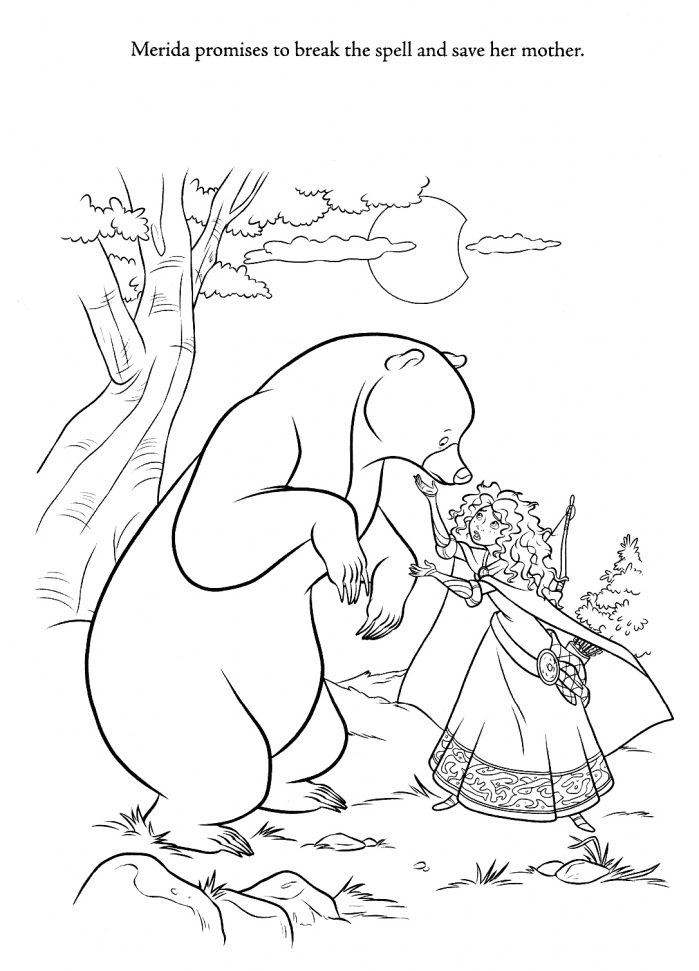 Merida and Mother Bear Coloring Page